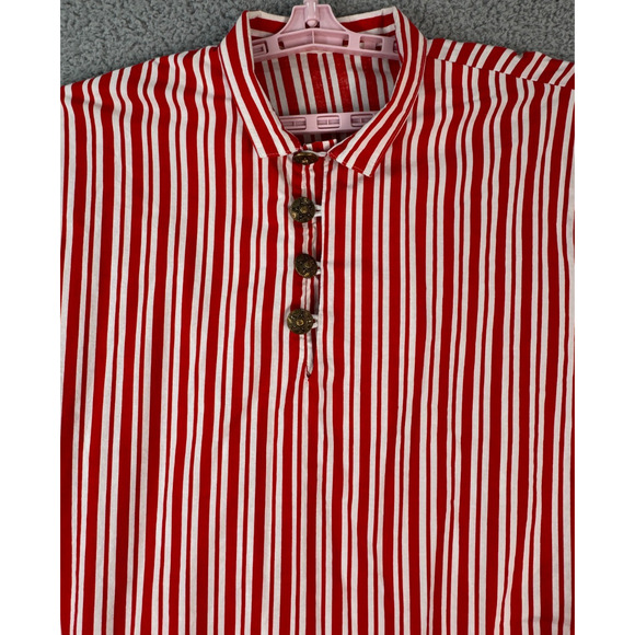 Unisex Red White Candy Cane Top Long Sleeve Button Cuff Handmade Long Sleeve - Picture 2 of 12